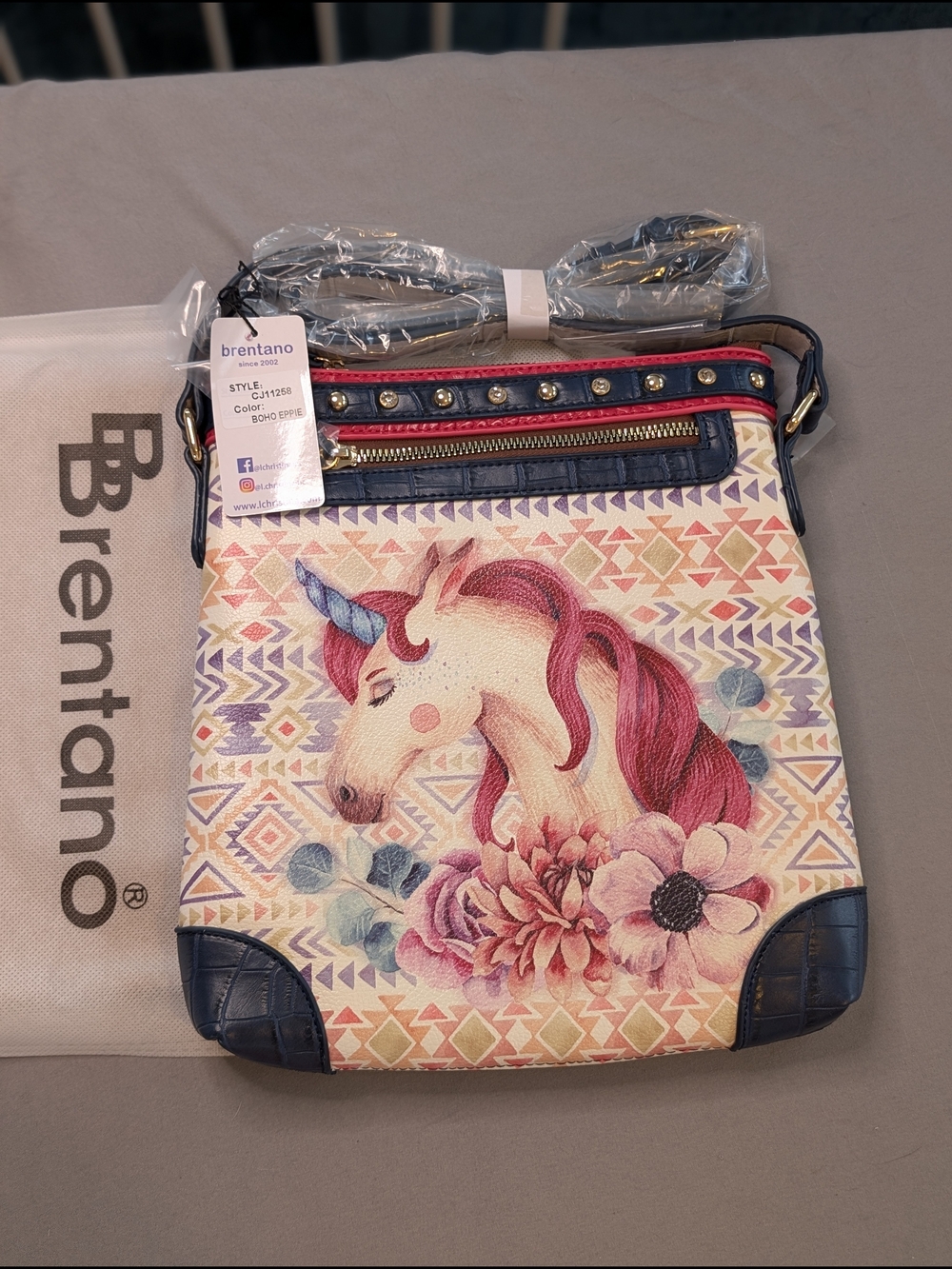 B Brentano Pink Unicorn Crossbody Purse Bag Vegan NWT